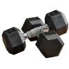 Rubber Hex Dumbbell Set 15lbs Pair for Home Gym Strength Training Black
