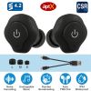 True Wireless Earbuds CSR V4.2 In-ear Stereo Headsets IP44 Waterproof Apt-X TWS Headphones Noise Cancelling w/ Mic for Business Driving Walking