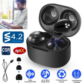 TWS True Wireless V4.2 Earbuds IPX4 In-ear stereo Earphone Hands-free Deep Bass Earpiece w/Mic Magnetic Charging Case 30Hrs Single Earbud Work Time Dr
