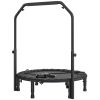 40" Foldable Mini Trampoline, Rebounder Trampoline for Adults with Adjustable Foam Handle, Black