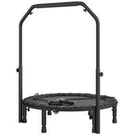 40" Foldable Mini Trampoline, Rebounder Trampoline for Adults with Adjustable Foam Handle, Black