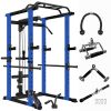 Multi-functional Power Cage, Home Adjustable Pullup Squat Rack 1000Lbs Capacity Comprehensive Fitness Barbell Rack with Gym accessories