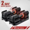 Adjustable Dumbbell Set of 22.5LB Set-1Sec Adjustable Dumbbell Weights-5 in 1 Free Weights Dumbbells Set with Effortless Tray/No-Slip Handle-Compact S