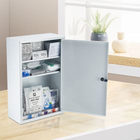 3-Shelf First Aid Cabinet Wall Mounted Medicine Cabinet Emergency Metal Med Box (Option: White)