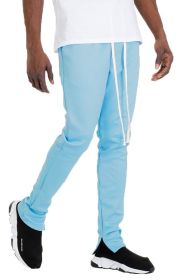SOLID COLOR PLAIN BASIC TRACK PANTS (Color: Light Blue, size: S)