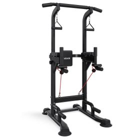 VEVOR Pull Up Bar, 330 LBS Power Tower Dip Station, Workout Dip Station with H-Shaped Stable Base & Back Pad (Default: Default)