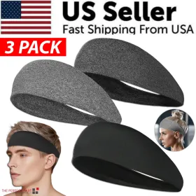3x Mens Women Sweat Sweatband Headband Stretch Sports Head Band Yoga Gym Running (Option: Default Title)
